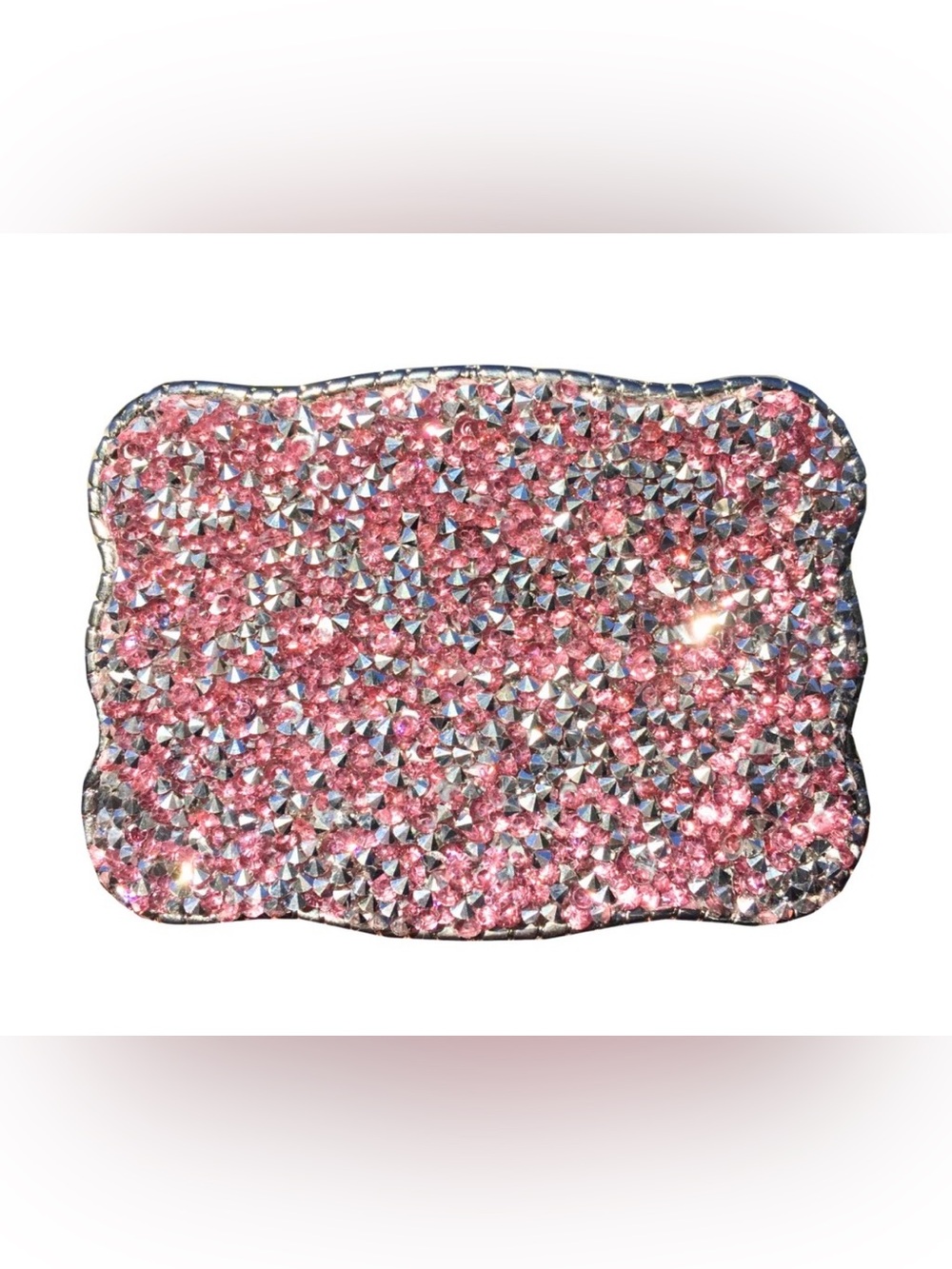 Wallet Buckle rose crystal chrome belt buckled wallet card holder women’s